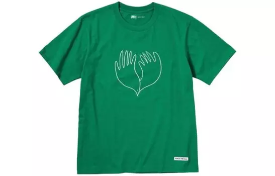 Футболка серии Peace For All унисекс зеленая Uniqlo, зеленый