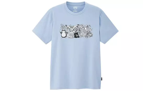 Футболка серии Pokmon Co-Branded, унисекс, бирюзового цвета Uniqlo, голубой