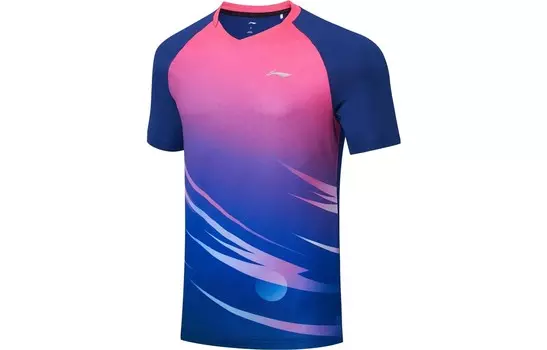 Футболка серии Table Tennis унисекс флуоресцентная фруктовая пудра/тени фиолетово-голубая Lining, фиолетово-синий