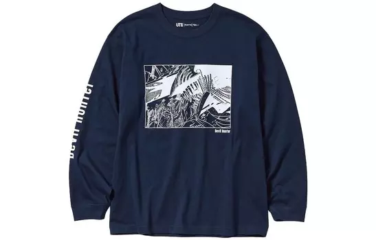 Футболка серии X Chainsaw Man Co-branded, унисекс, темно-синяя Uniqlo, темно-синий