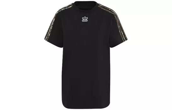 Футболка Shamrock Retro Stripes женская черная Adidas Originals