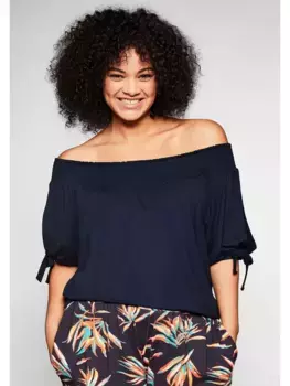 Футболка Sheego "Большие размеры" с дымчатой вставкой, цвет морской волны