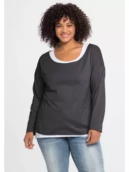 Футболка sheego by Joe Browns Langarm, антрацит