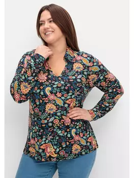 Футболка sheego by Joe Browns Langarmshirt, цвет schwarz gemustert