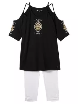 Футболка Sheego, черный/белый