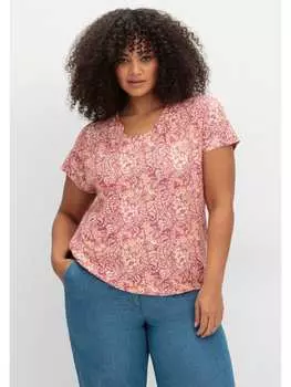 Футболка sheego, цвет beere gemustert