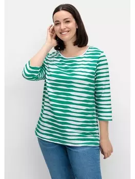 Футболка sheego, цвет blattgrn gestreift