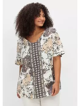 Футболка sheego, цвет ecru gemustert