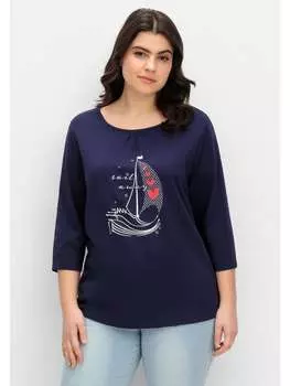 Футболка sheego, цвет marine bedruckt