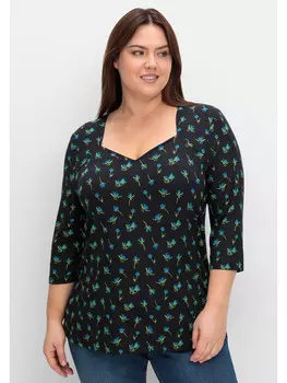 Футболка sheego, цвет schwarz gemustert