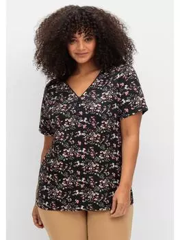 Футболка sheego, цвет schwarz gemustert