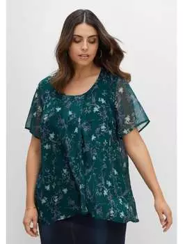 Футболка sheego, цвет tiefgrn bedruckt