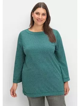 Футболка sheego, цвет tiefgrn gemustert