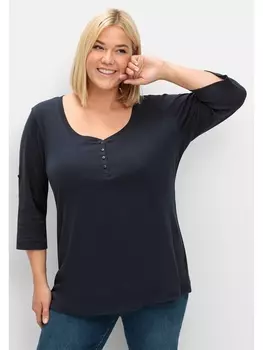 Футболка sheego Henley, цвет tiefblau