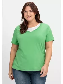 Футболка sheego Kurzarm, цвет apfelgrn