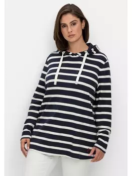 Футболка sheego Langarm, цвет nachtblau gestreift