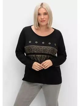 Футболка sheego Langarmshirt, черный