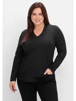 Футболка sheego Langarmshirt, черный