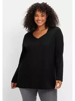 Футболка sheego Langarmshirt, черный