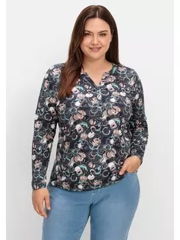 Футболка sheego Langarmshirt, цвет anthrazit gemustert