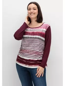 Футболка sheego Langarmshirt, цвет aubergine gestreift