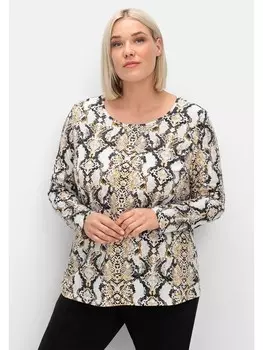 Футболка sheego Langarmshirt, цвет beigefarben gemustert