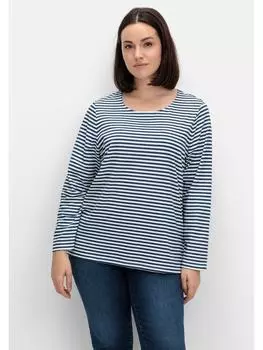 Футболка sheego Langarmshirt, цвет marine gestreift