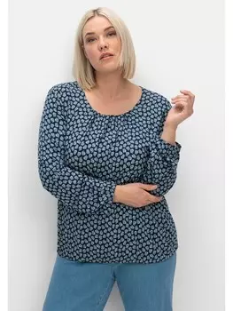 Футболка sheego Langarmshirt, цвет nachtblau gemustert