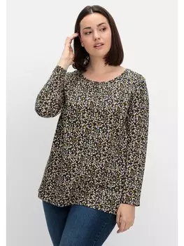 Футболка sheego Langarmshirt, цвет senfgelb gemustert