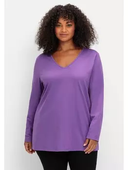 Футболка sheego Langarmshirt, фиолетовый