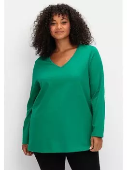 Футболка sheego Langarmshirt, зеленый