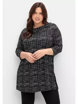 Футболка sheego Longshirt, цвет schwarz-wei