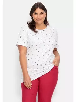 Футболка sheego Longshirt, цвет wei bedruckt