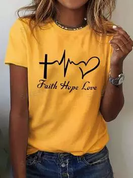 Футболка Shein Lune с круглым вырезом и короткими рукавами, желтый