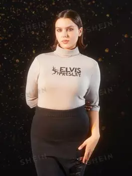 Футболка Shein Plus с буквенным принтом, серый