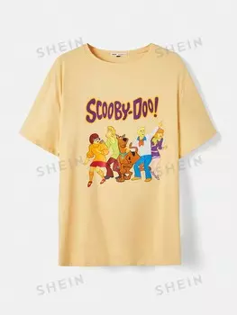 Футболка Shein Plus с мультяшным рисунком и буквами, хаки