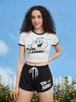 Футболка Shein с рисунком, белый