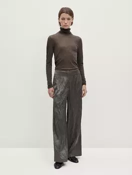 Футболка шерстяная с длинным рукавом Massimo Dutti, коричневый