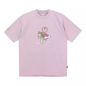 Футболка shoe tie heart logo t-shirt 'blush purple' Converse, фиолетовый