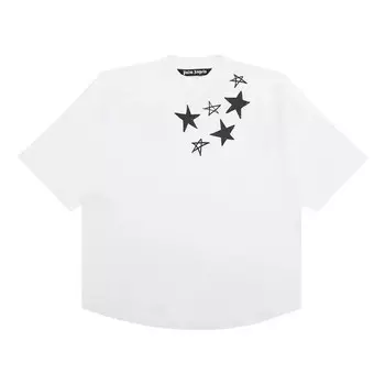 Футболка shooting stars overlogo t-shirt 'white black' Palm Angels, белый