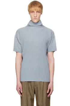 Футболка синего цвета со складками HOMME PLISS ISSEY MIYAKE