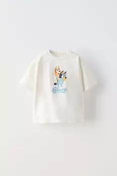 Футболка синяя ludo studio ZARA, белый