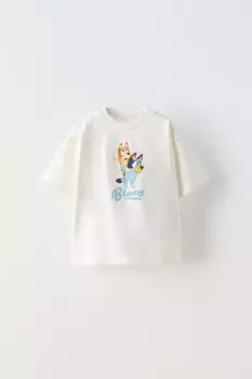 Футболка синяя ludo studio ZARA, белый