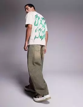 Футболка Sixth June с принтом хромированного логотипа на спине кремового цвета