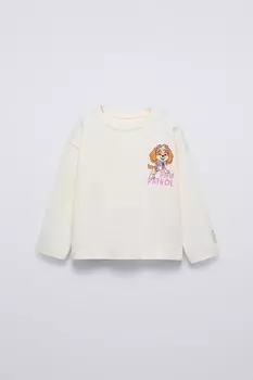Футболка скай щенячий патруль ZARA, устрично-белый