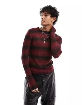 Футболка скинни с длинными рукавами в рубчик ASOS