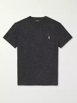 Футболка Slim-Fit из меланжевого хлопкового джерси POLO RALPH LAUREN, цвет Charcoal