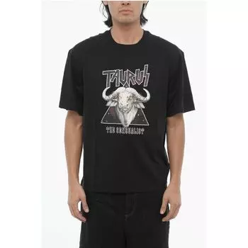 Футболка Slim Fit с круглым вырезом и принтом ROCK BAND ZODIAC TAURUS Neil Barrett, Black