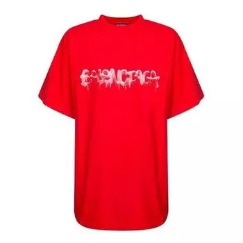 Футболка slime oversized t-shirt 'red white' Balenciaga, красный