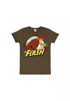 Футболка Slimfit Flash — Самый быстрый человек на свете LOGOSHIRT, цвет Mustang Brown